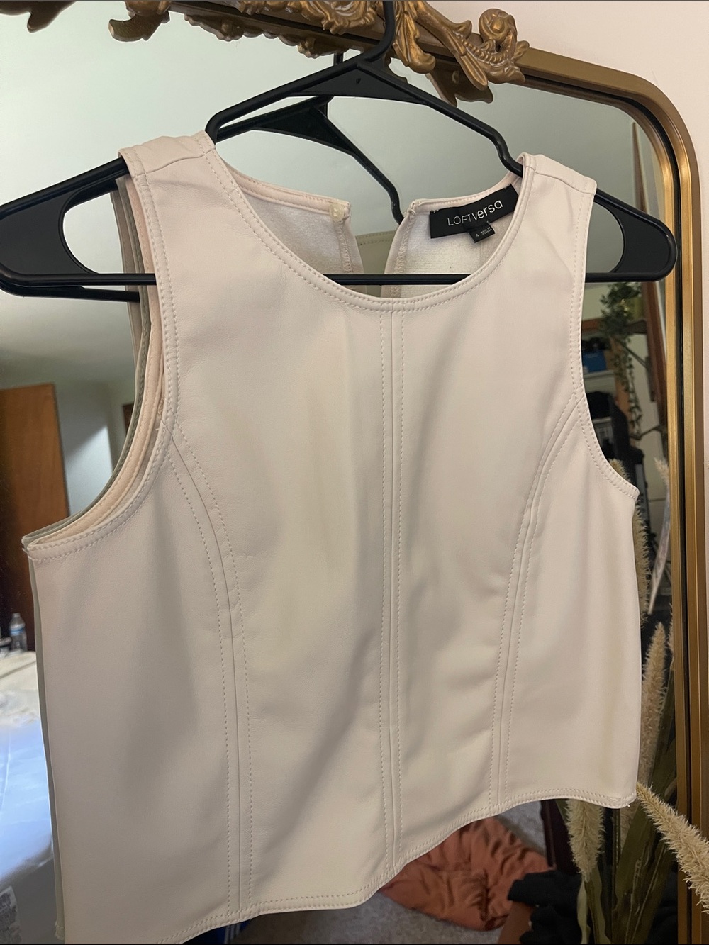 Leather (imitation) crop tank